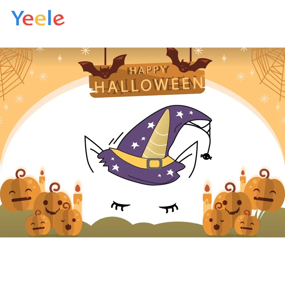 

Yeele Halloween Unicorn Witch Hat Festival Decor Photography Backdrops Personalized Photographic Backgrounds For Photo Studio