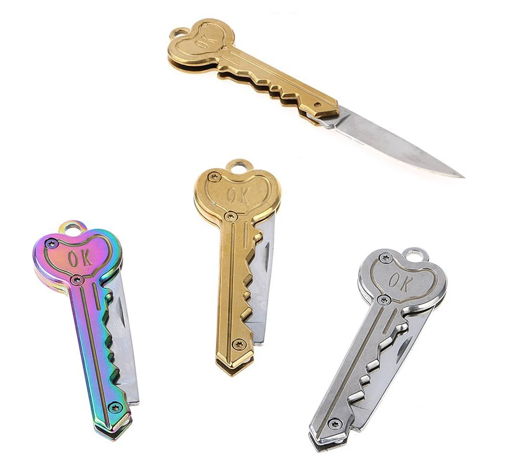 Mini Key Knife Keyring Ring Keychain Fold Pocket Multi Tool Blade