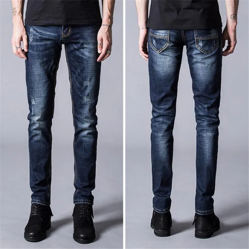 

Free shipping NEW Autumn and winter men's denim jeans, straight pants jeans men in dark blue high quality Stretch men's jeans