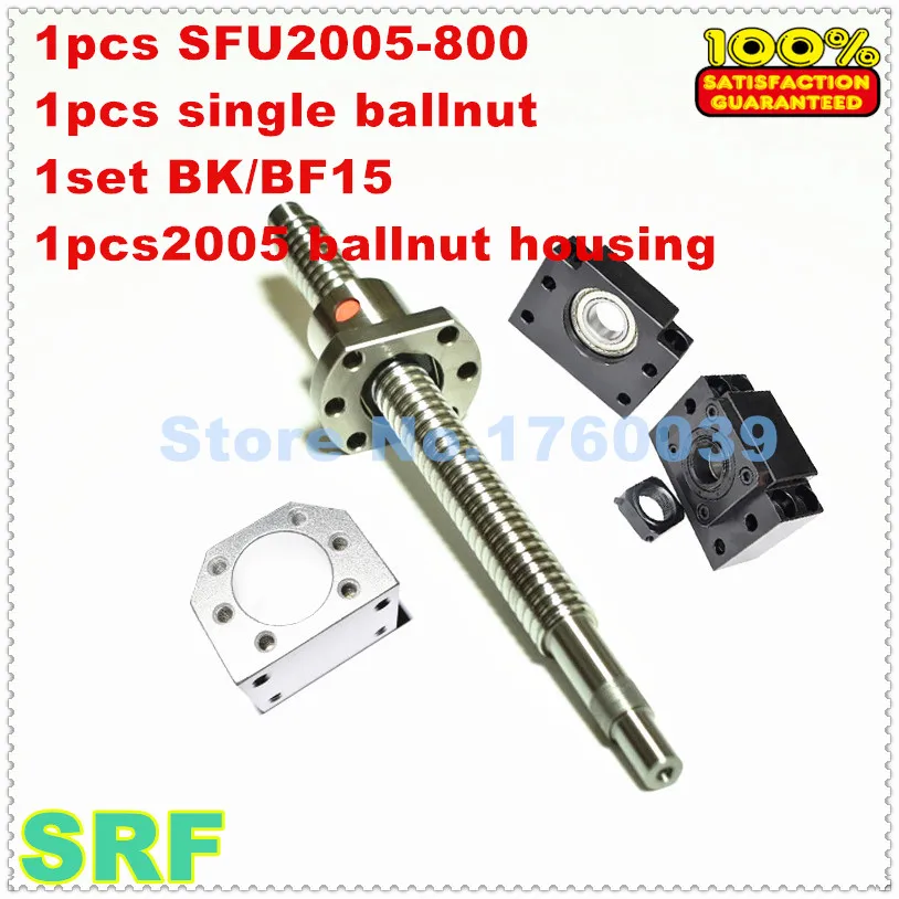 

20mm Rolled Ballscrew 2005 set:1pcs SFU2005 L=800mm+1pcs single ballnut+1pcs BK/BF15 end support+1pcs 2005 ballnut housing
