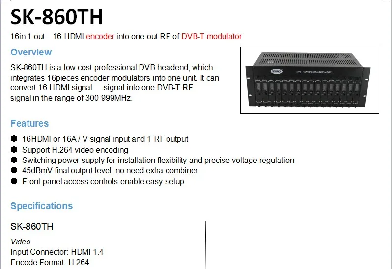 SK-860TH 16 в 1 выход 16 HDMI кодировщик в один из RF DVB-T модулятор Вещательного Оборудования