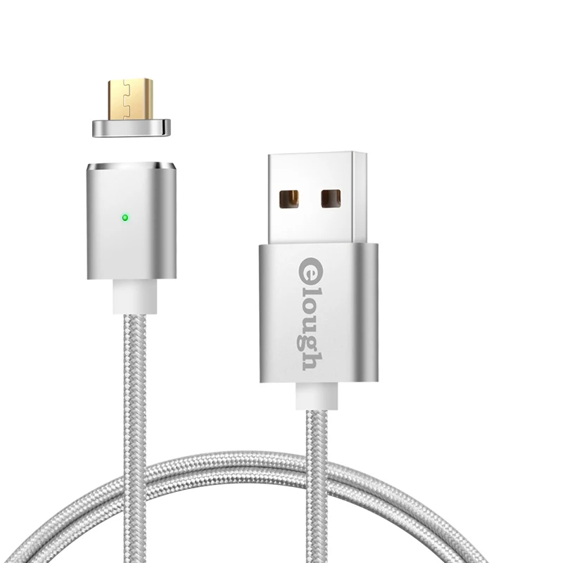 Elough E03 магнитное зарядное устройство Micro USB кабель для Xiaomi huawei Android мобильный телефон Быстрая зарядка магнит Microusb кабель для передачи данных провод - Цвет: Silver Cable