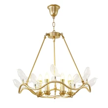 Nordic Copper bird LED Chandelier lighting post modern Kung glass bird 6 8 head pendant lamp suspension light hotel dinning room mirror ball pendant lamp modern glass suspension light dinning room living room bar light chandelier