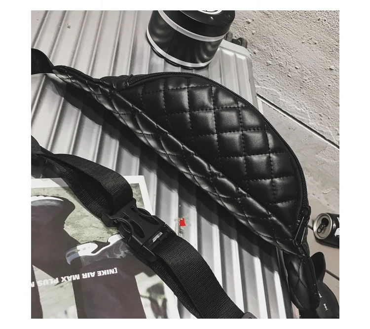 Brand Women Waist Packs Black Pu Leather Fanny Pack Belt Bag Thread Ladies Multifunctional Shopping Travel Waist Bag for Phone_34-1_07