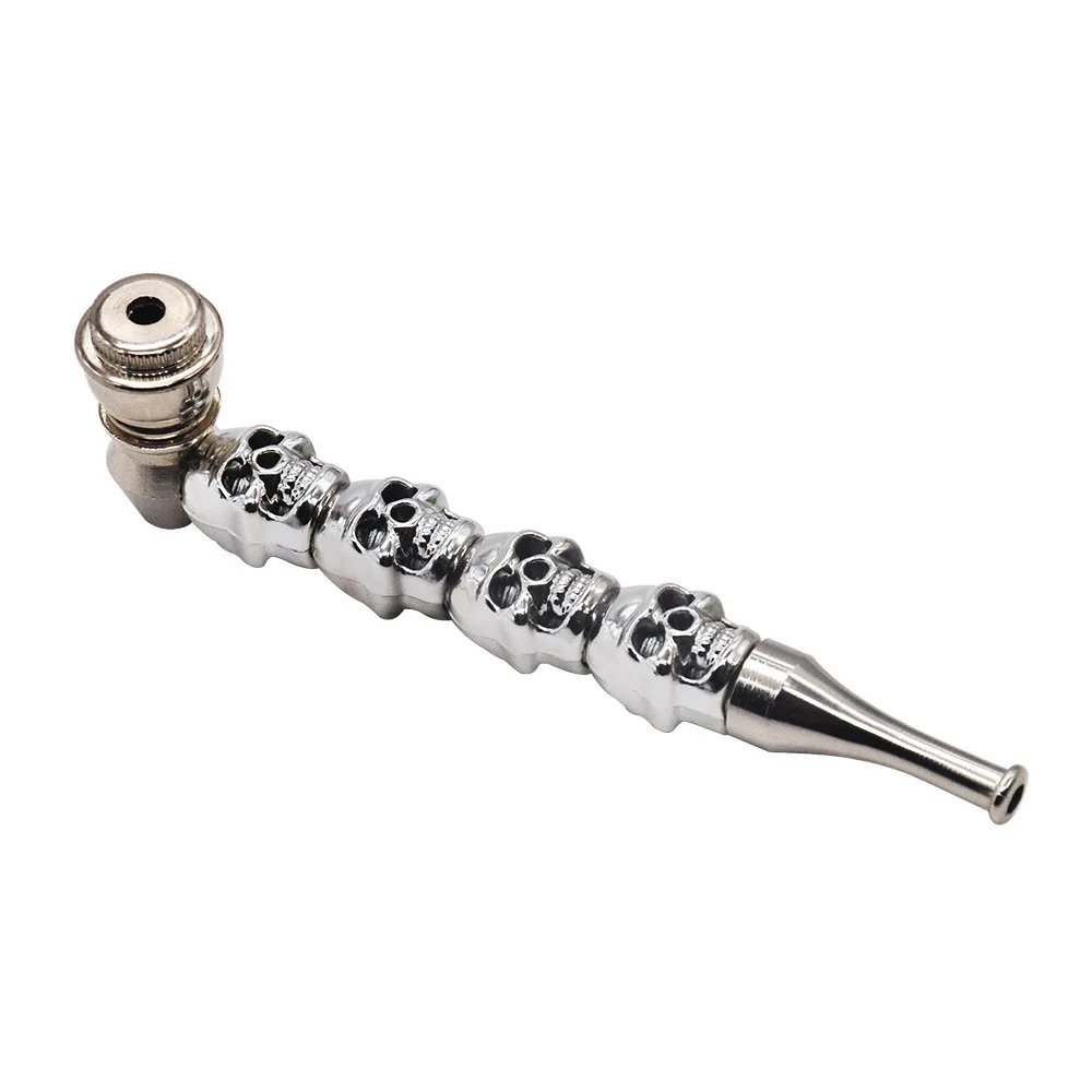 

2019 New Arrival Creative Style Metal Smoking Pipe Cool Skull Cigarette Container Grinder Filter Tobacco Pipe