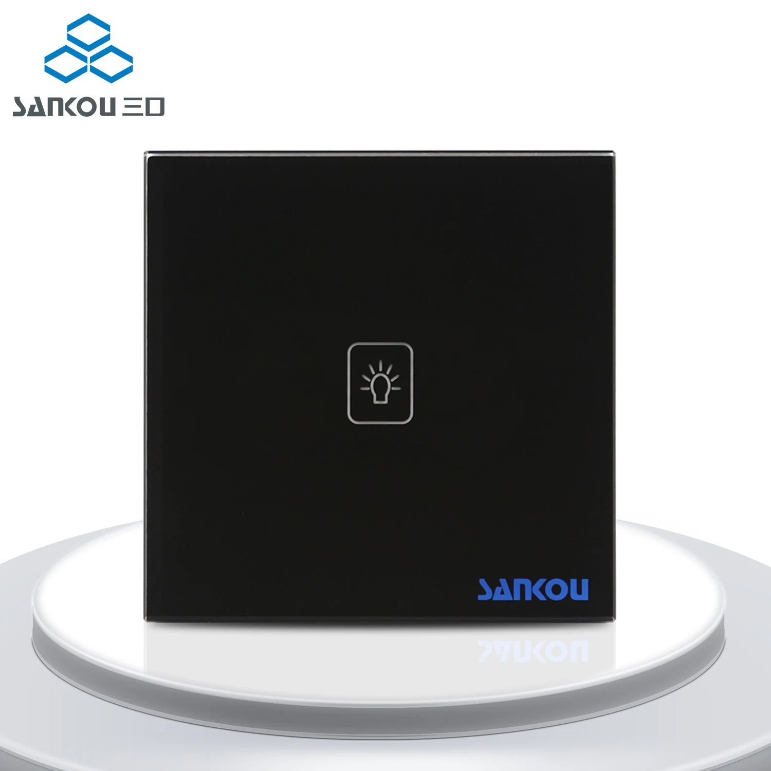 UK Standard Wall Light Touch Sensor Switch Black Glass Panel+LED