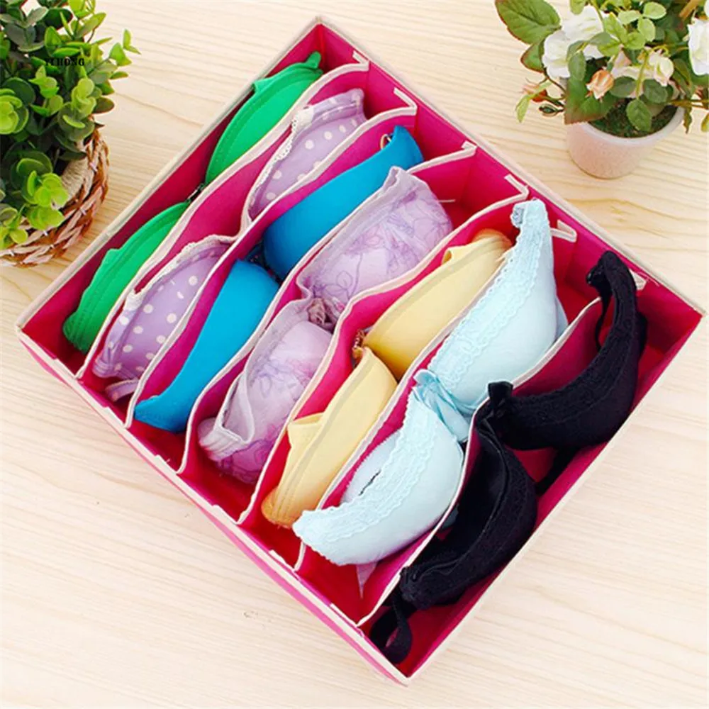 YIHONG 4PCS Underwear Bra Organizer Storage Box 2 Colors Beige/Rose