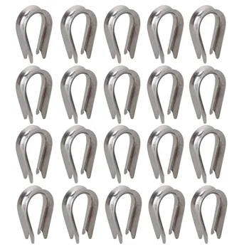 

Silver Tone M4 304 Stainless Steel Galvanized Wire Cable Rope Thimble Winch Wire Loop Pack of 20