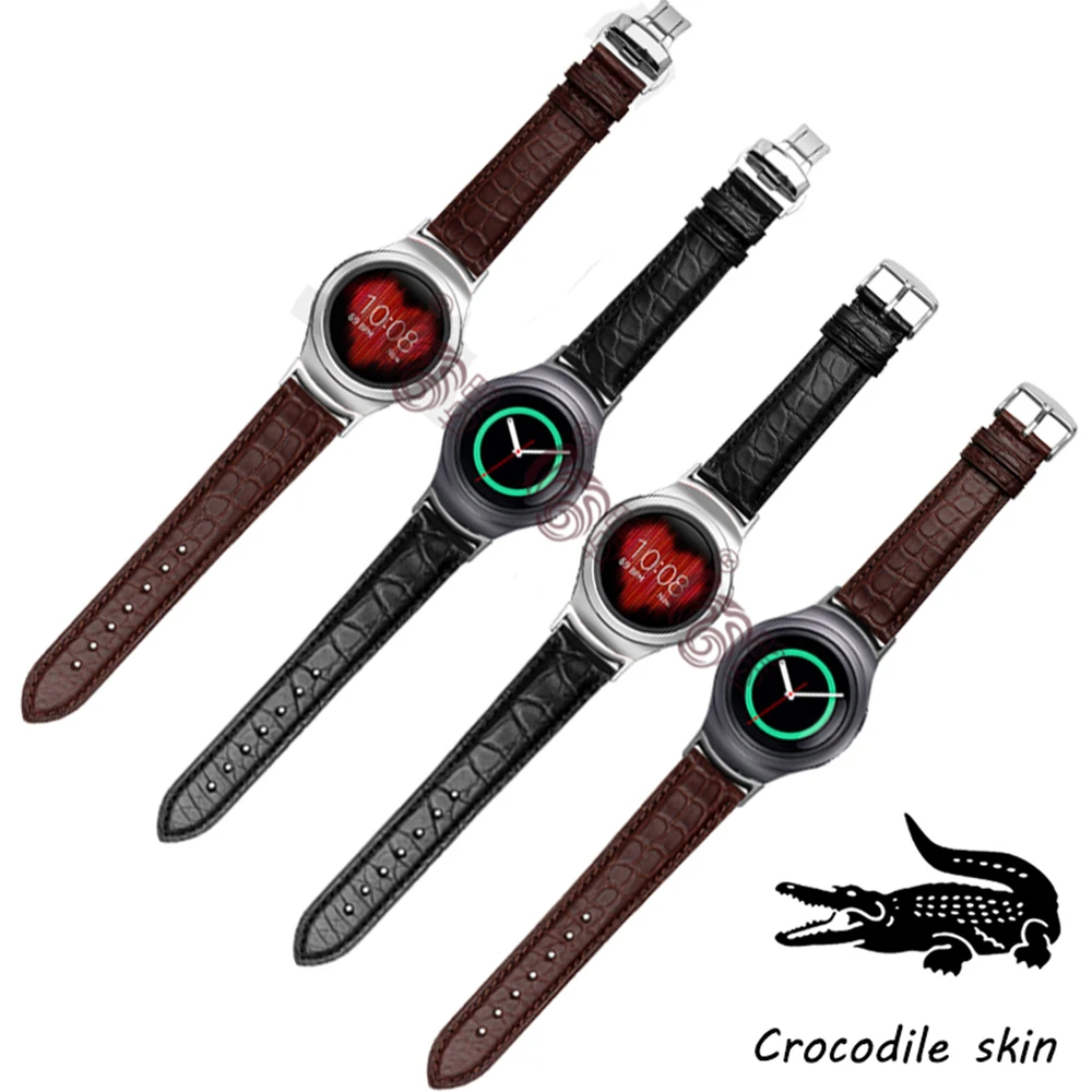 

Quality Crocodile skin watch band 20mm For Samsung Gear S2 R720 Smart Watch Strap With Adapter Free Tool