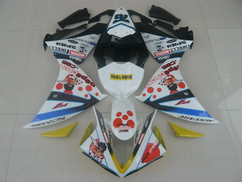 Набор обтекателей мотоцикла для YAMAHA YZFR1 09 10 11 12 YZF R1 YZF1000 2009 2010 2012 ABS белый черный