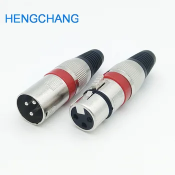 

10pcs Red 3Pin XLR audio Connector Micphone Plug male and FeMale XLR connector