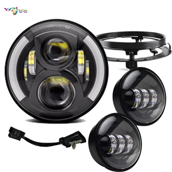 

WZJOO 7" LED Headlight with 4-1/2 LED Passing Lamps Fog Lights and Bracket Mounting Ring for Road King Road Glide Street Glide