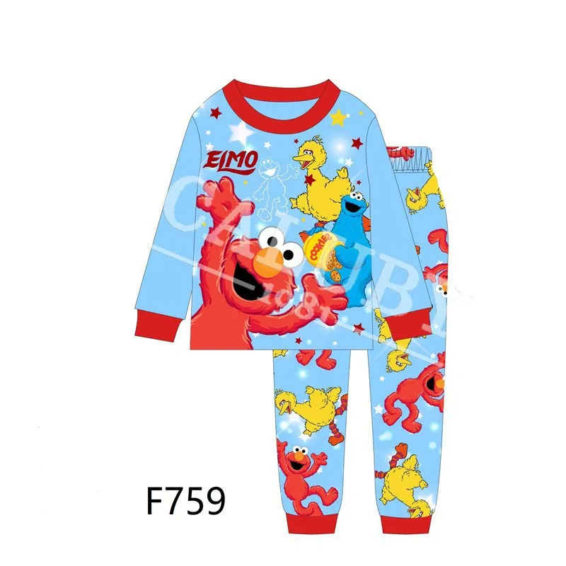 

Wholesale Boys Blue Elmo Pajamas Sets 2019 Kids Cartoon Clothes Children Spring Pyjamas Sets For 8-12T F-759