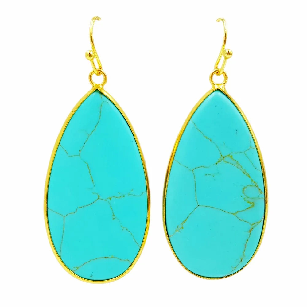 

LiiJi Unique New Arrival Turkey Blue Turquoises Long Drop Earrings