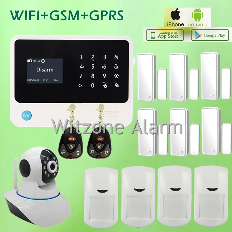 

Original Color Box Packing G90B wireless wifi gsm gprs alarma casas ios android app control,compatible HD IP camera included