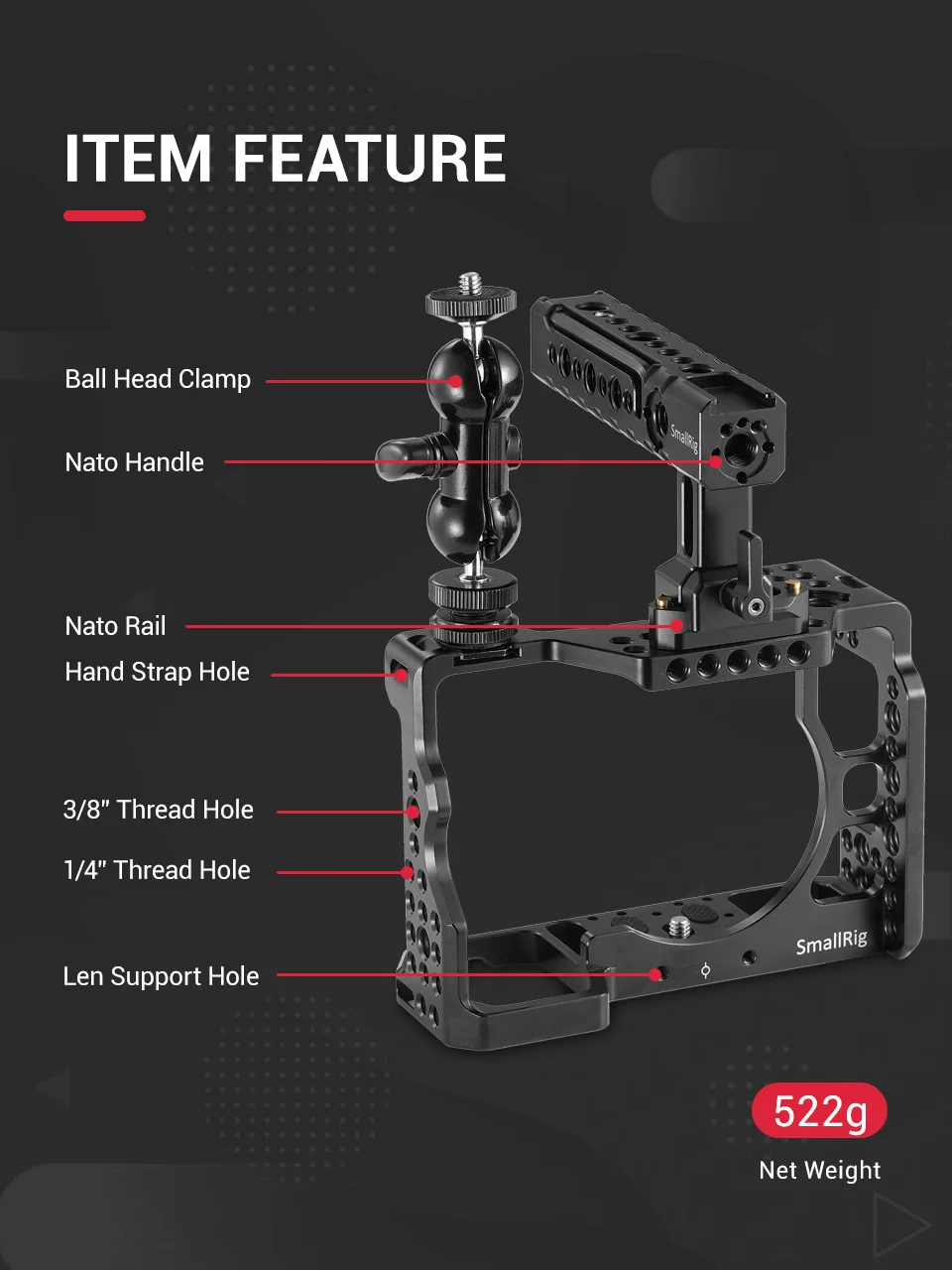 SmallRig a7r3 Камера реечная оснастка корзины для sony a7m3 для sony A7R III Камера/A7 III клетка Риг W/Топ Ручка Камера шаровой головкой 2103