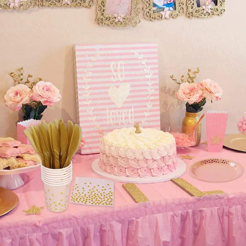 Набор одноразовой посуды для вечеринки из розового золота в горошек и бронзового цвета, 168 шт., одноразовые пластиковые тарелки, наборы тарелок, вечерние принадлежности