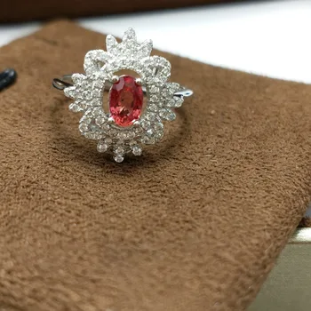 

FLZB , Fine jewelry ring with natural red color sapphire gemstone ov4*6mm in 925 sterling silver ring for girl birthday gift