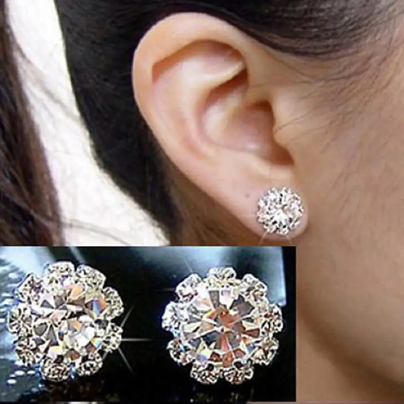 

Spherical Crystal Flower Stud Earrings for Women Fashion Stud Earrings Jewelry