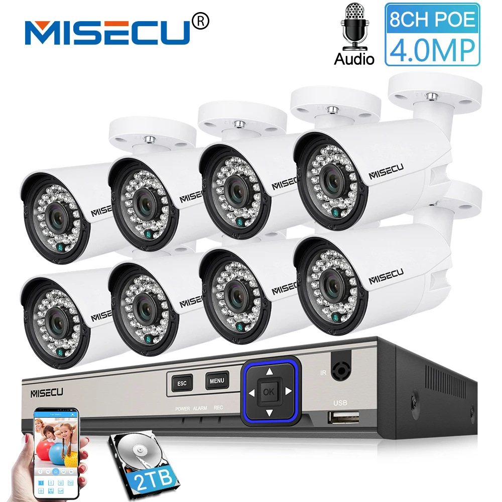 

MISECU H.265 4.0MP POE Security Camera CCTV System 8CH NVR With 8pcs IP Camera Audio Outdoor Day/Night Video Surveillance Kit