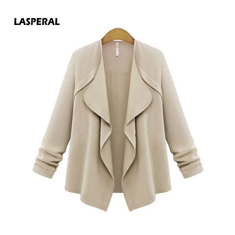 Lasperal Office Lady Workwear 2018 New Fashion Lapel Collar Solid Lasperal Office Lady Workwear 2018 New Fashion Lapel Collar Solid Pink Coat Jackets Long Sleeve Casual Loose Slim Plus Size In Basic From