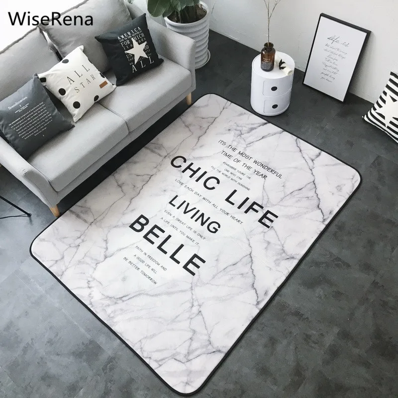  Ins Northern Europe Brief Carpet for Living Room Marble Pattern Soft Coral Fleece Large Parlor Bedr - 32894192960