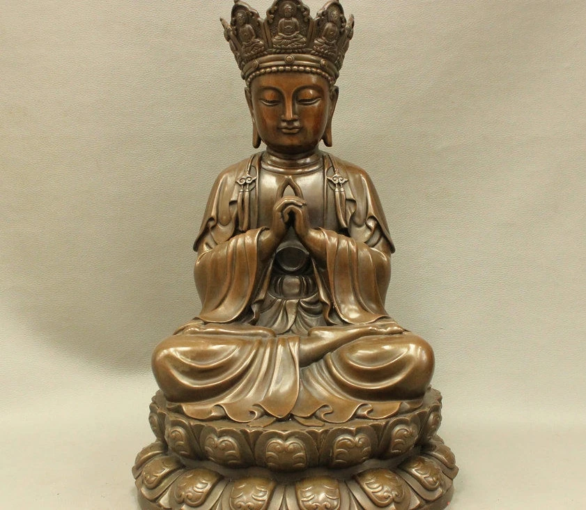 

Chinese Buddhism Pure Bronze Lotus Tang Seng Monk Ksitigarbha Buddha Sit Statue