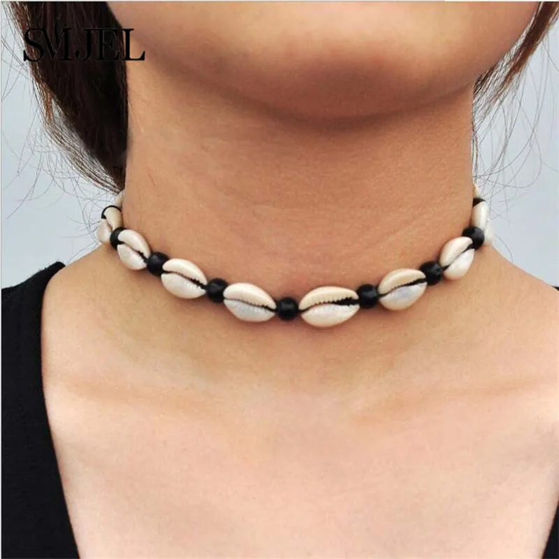 

SMJEL Fashion Cowrie Shell Choker Necklace for Women Girl Bohemian Seashell Pendant Collier Beach Summer Jewelry Gift 2019 Hot