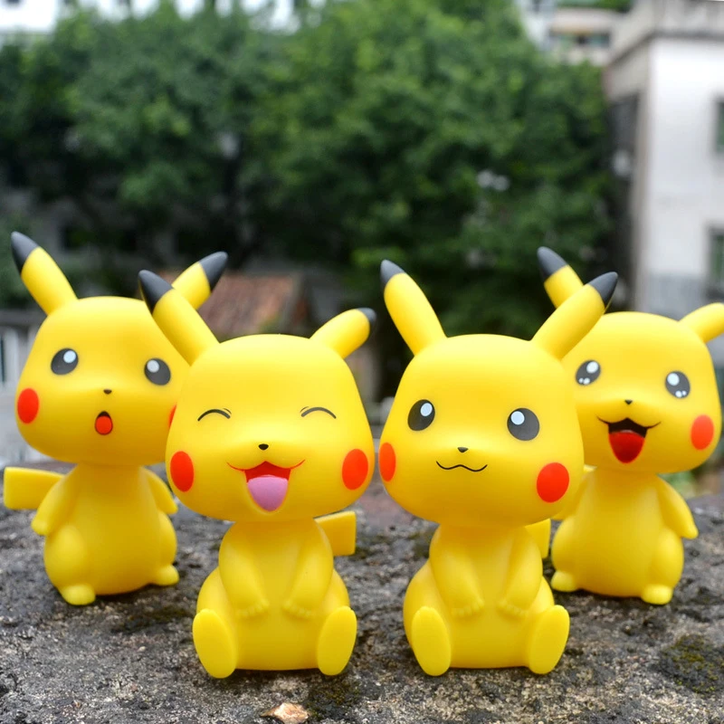 Японский стиль, милые игрушки Lawaii Pikachu с подвижной головой, кукла, украшение автомобиля, аксессуары для украшения дома, Современная фея, миниатюрная Статуэтка