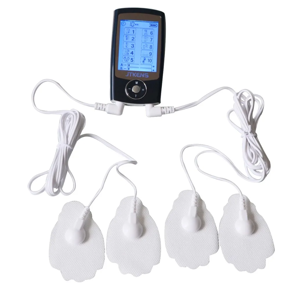 

Tens Powered Muscle Stimulator Digital Massage 10 modes Dual Channels 1Pc Mini LCD Massager Electric Body Vibrating