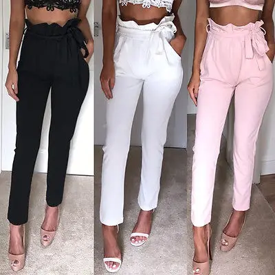 

New Women Belt High Waist Slim Skinny Stretchy Pants Pencil Pants Sweet New Hot Fashion Casual Pants