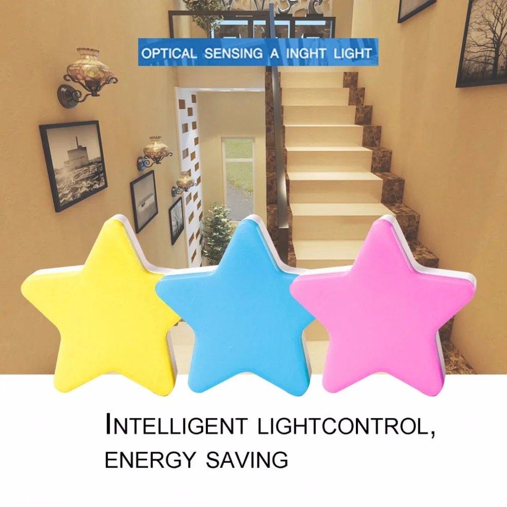 

Mini Star Shape LED Wall Light Auto-Control Switch Anti-fall lighting light Energy saving night light sensor device EU Plug