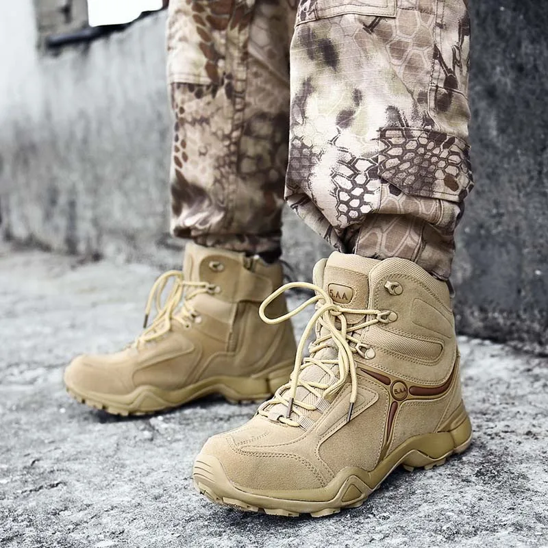 

Masorini Military Boots Men Quality Brand Tactical Desert Combat Boats Army Work Shoes Leather Antiskid Boots Sneakers WW-180