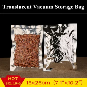 

100pcs 18x26cm (7.1"x10.2") Translucent Clear+Foil Open Top Bag Moisture-proof Heat Sealing Snack Nuts Foil Vacuum Packaging Bag