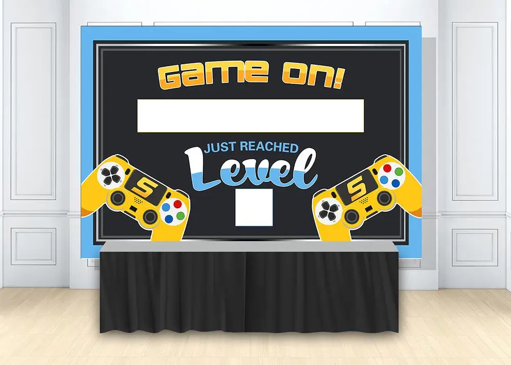 

custom Birthday party backdrop retro video game on level background photo studio photography backgrounds dessert table Banners