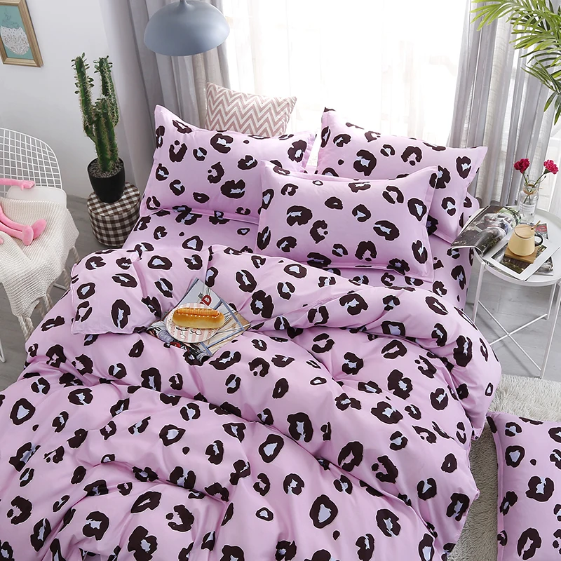 Bonenjoy Фиолетовый Комплект постельного белья с леопардовым принтом, Комплект постельного белья, односпальные двойные покрывала и постельные принадлежности, постельные принадлежности размера s queen King