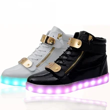 wholesale cheap lights up led luminous casual men shoes high glowing with charge simulation sole for men adults neon basket