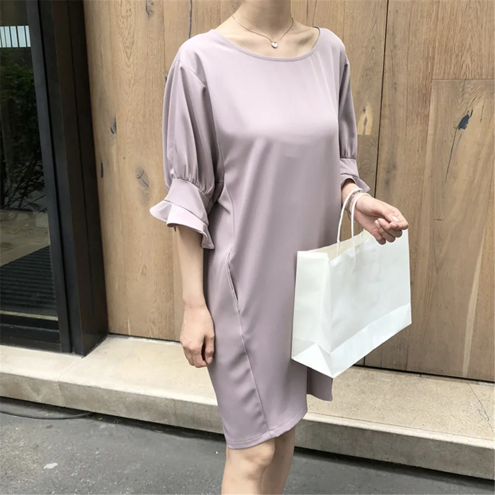 High quality Cocoon Style Straight Dress For women Butterfly Sleeve Wide Chest Dresses Vestidos de fiesta O-neck Loose Dress (4)