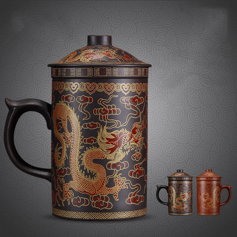 Round purple queen of Pu er Filter tea cup ceramic cups office cups gift travel mug