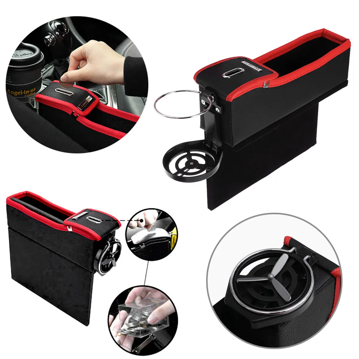 Wivarra Caja de Almacenamiento Lateral de la Consola Central del Coche Organizador Caja de Almacenamiento del Espacio del Asiento para Tesla Model 3 2017-2020