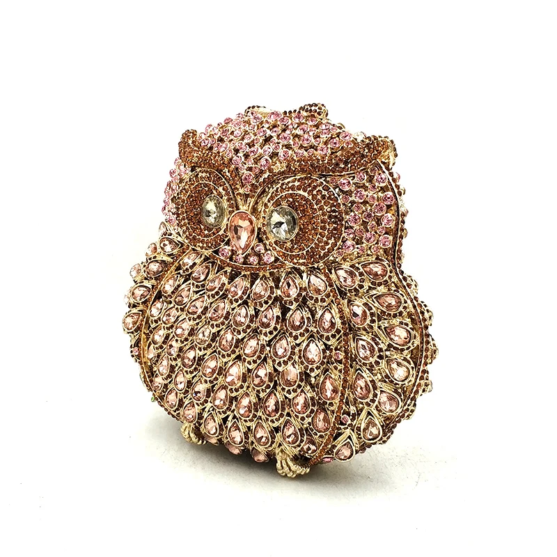 Fashion design clutch women evening party bag diamonds owl bird shape crystal purses bridal wedding party crystal clutches