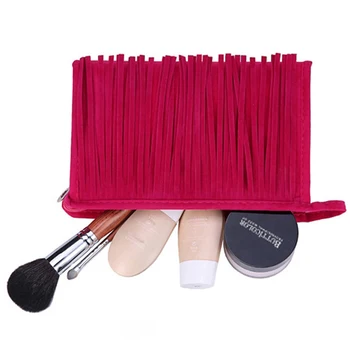 

2019 Fashion Women Make Up Bag Cosmetic Bag Fleece Fabric Organizer Toiletry Bag Beauty Case Kits Storage Tassel Handbag Lady