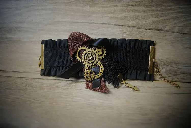 Ретро Винтажные женские ювелирные изделия ручной работы Готический кружевной браслет из ленты Шестерня Cogs стимпанк браслет