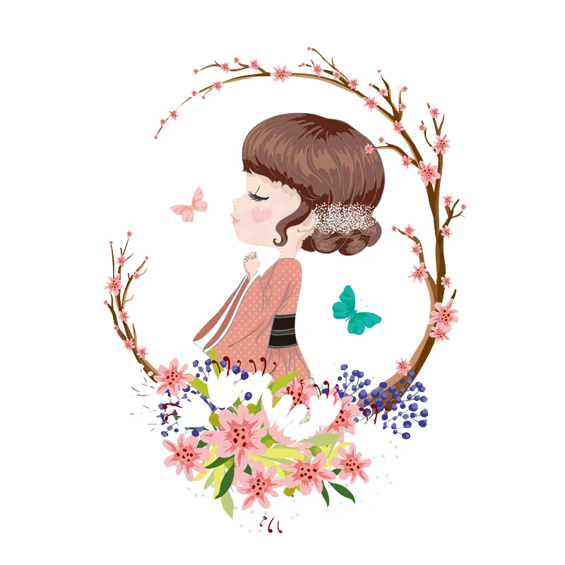 

Flower Patches Iron on Clothes Sticker Heat Transfers Clothing Printed Jacket A-level Washable DIY Embroidery Patch for Clothes