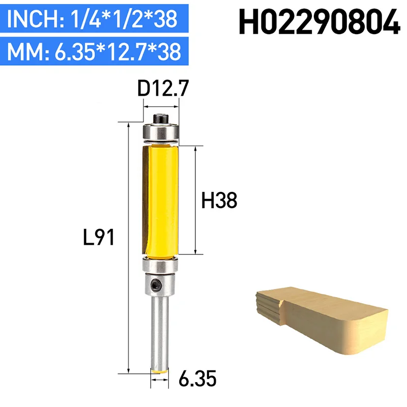 HUHAO 1 шт 1/" хвостовиком Деревообработка фреза для контурной обработки боры, резак Дерево фреза с ЧПУ инструмент прямая обрезки с двойной подшипник - Длина режущей кромки: H02290804