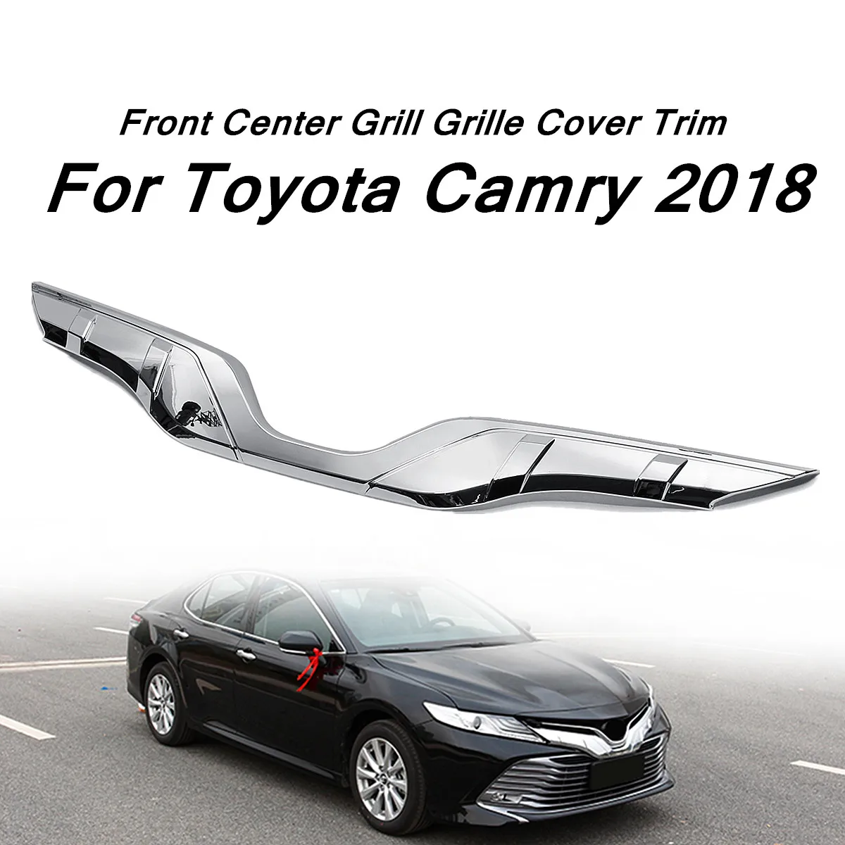 Chrome Front Bumper Grill Cover Trim Molding 2Pcs For Toyota Camry 2018