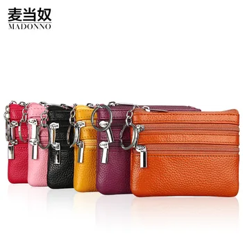 

Coin Purses unisex Genuine Leather Wallets Men Zipper Short Wallet Purse Card key Holder Small Men women Mini Wallet fashion