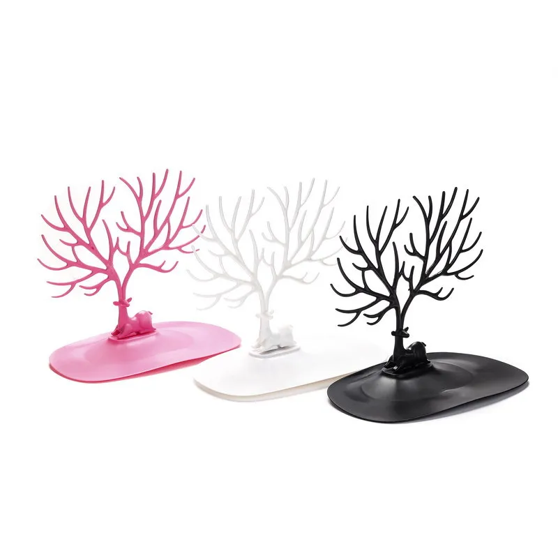 Hot Jewelry Organizer Necklace Earring Deer Stand Display Holder Show Rack Display Necklace Organizer White Jewellery Holder