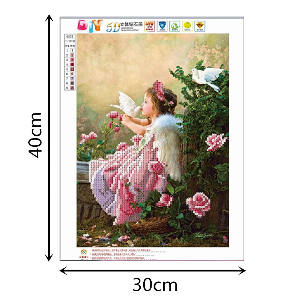 

5D Lovely Pretty Angel Embroidery Paintings Rhinestone Pasted DIY Cute Beautiful Girl Kiss Pigeon Diamond Painting Cross Stitch