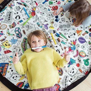 

Baby Playmat DIY Painting Children Toy Storage Mat Nordic INS Style Hanging Bag Girls Boys Baby Room Decoration Baby Play Pouch
